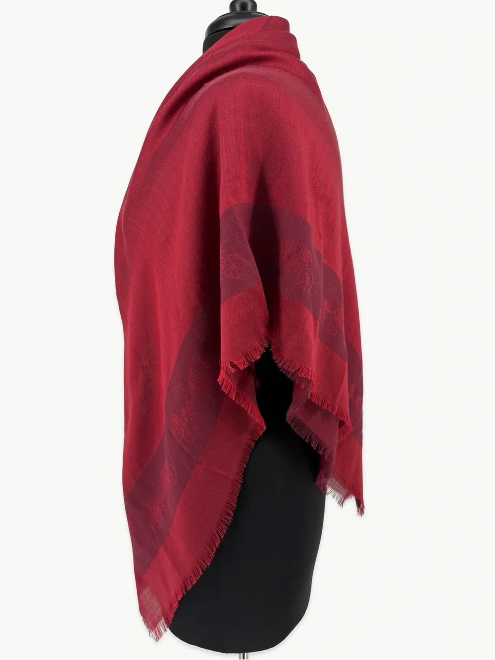 Coach Horse & Carriage Border Oversized Square Scarf 1941 Red NWT